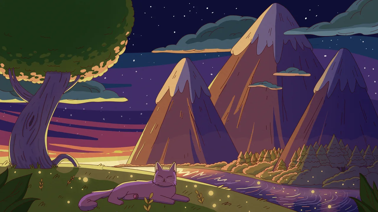 Mellow Skies, widescreen artwork by Purrple Cat