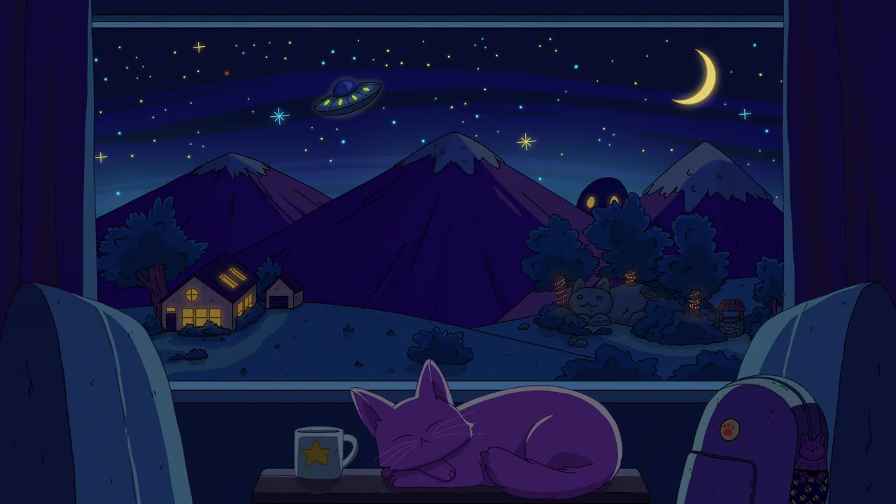 Night Train, widescreen artwork by Purrple Cat